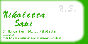nikoletta sapi business card
